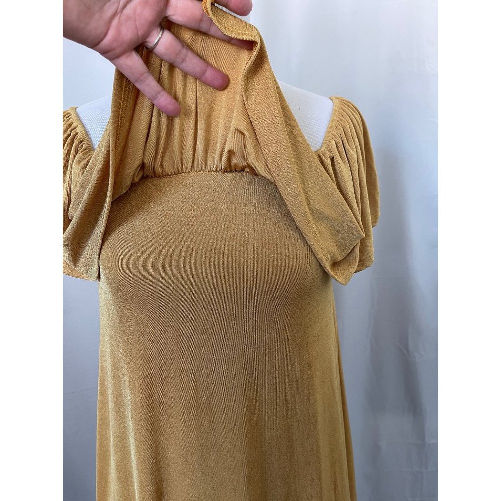 Timing Gold Shimmer Sleeveless / Off-the-Shoulder Ruffle Top Knit Blouse / Dress - Picture 4 of 12